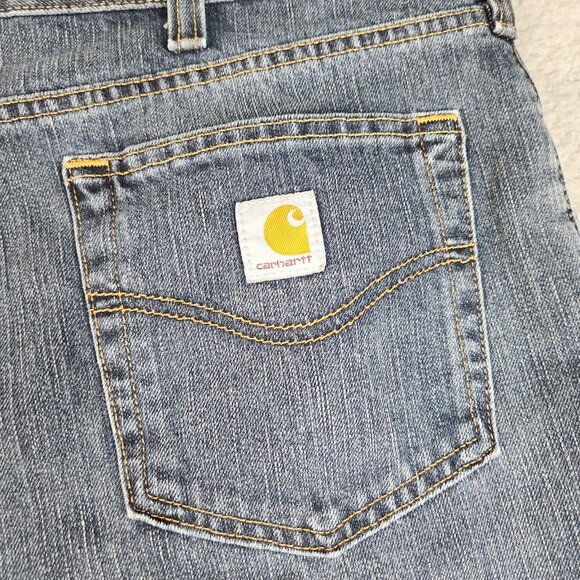 Mens 40x30 Blue Classic Tapered Carhartt Jeans Denim Straight Leg Workwear Pants - Picture 3 of 7